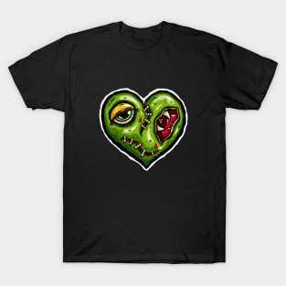 Zombie Heart Stitched Plaster Green Valentines Day T-Shirt